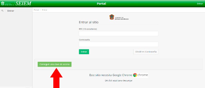 portal seiem no tengo clave